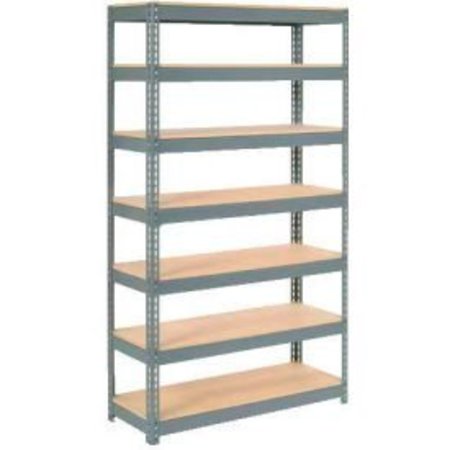 GLOBAL EQUIPMENT Extra Heavy Duty Shelving 48"W x 18"D x 84"H With 7 Shelves, Wood Deck, Gry 717335